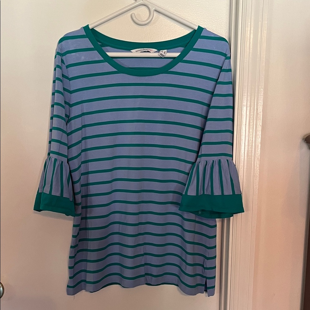 Striped Green and Blue Women's Top